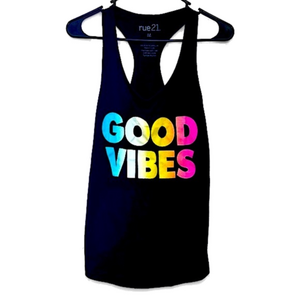 RUE21 Black “Good Vibes” Tank Top